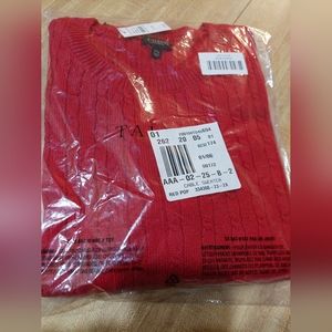 PLUS SIZE 2X PETITE TALBOTS RED CABLE KNIT SWEATER